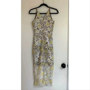 NWOT Dress The Population Floral Embroidered Midi Dress, Small